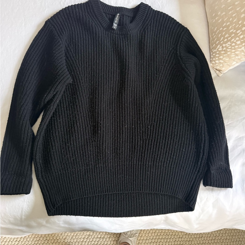 Athleta Black Ribbed Crew Neck Sweater